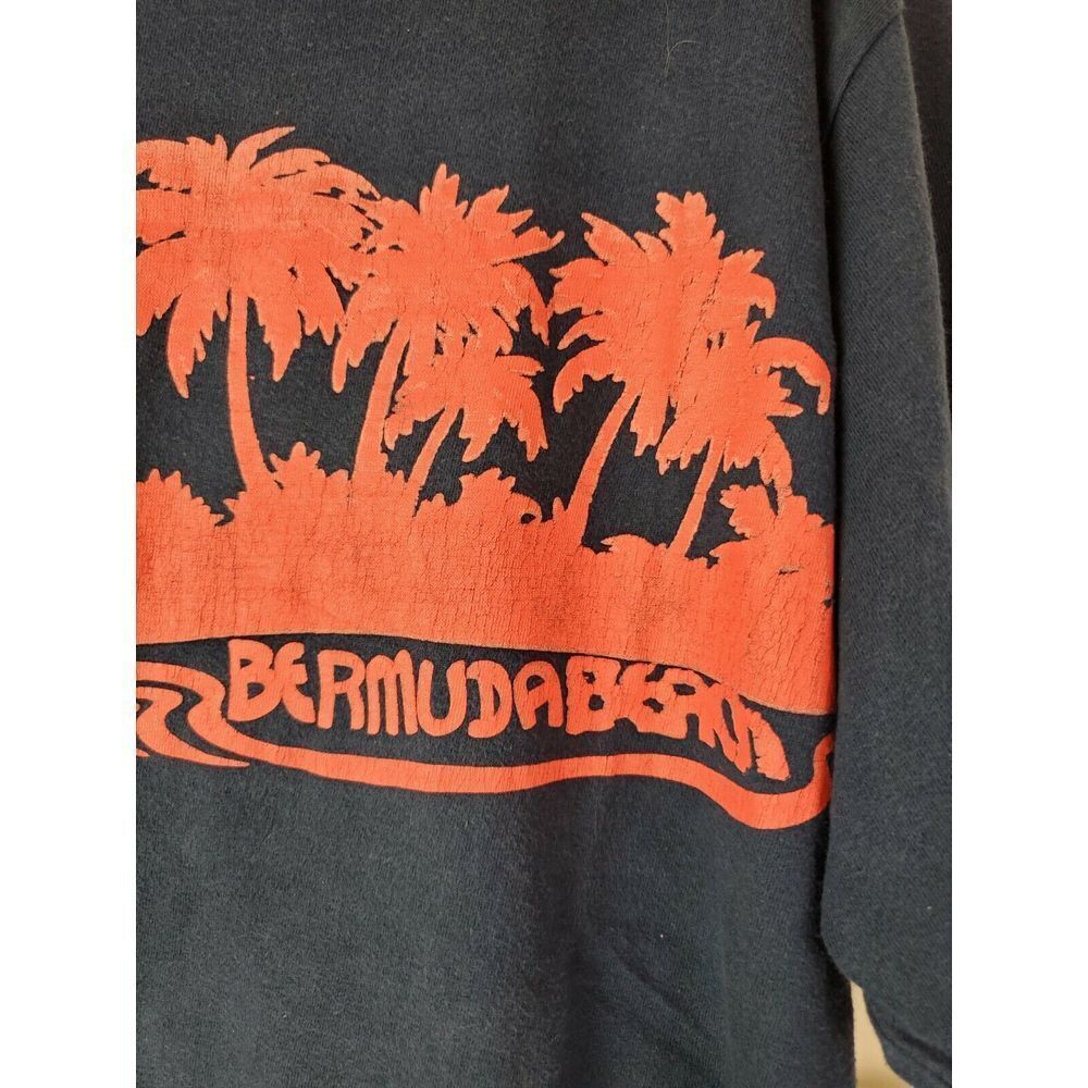 Bermuda Beach Palm Trees Mens Shirt Navy Blue Size L GUC - Picture 2 of 4